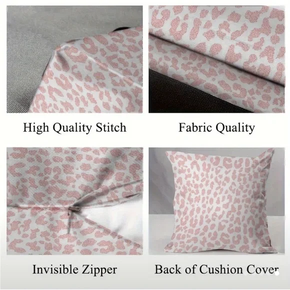 2 Pack Pink Leopard Print Accent Pillow Covers Only (Please see all pictures) - Picture 4 of 9